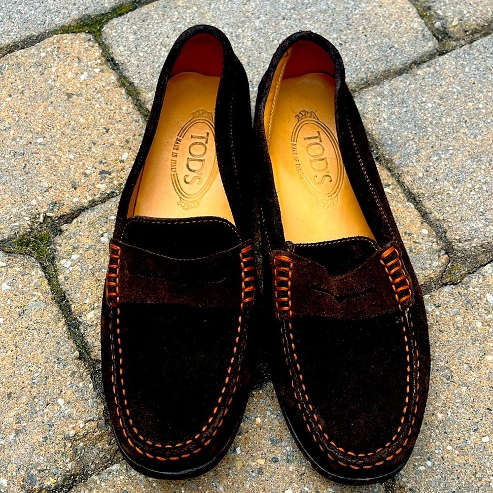 Tod brown suede women’s loafers